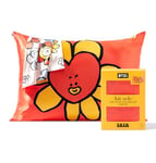 Kitsch x BT21 Satin Pillowcase with Zipper for Hair & Skin, Softer Than Silk Pillow Cases, Queen Pillow Covers, Machine Washable, Wrinkle-Free, Cooling Satin Pillow Cases Standard Size 19"x26" (Tata)