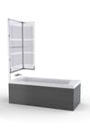 Pare baignoire + volet pivotant 130x105- Profile aluminium chrome et verre transparent bande depolie