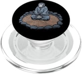 Singe zen méditant dans un jardin en pierre PopSockets PopGrip pour MagSafe