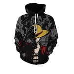 One Piece Anime Hoodies för Vuxna, Casual Luffy Tryckt Tröja, Långärmad Huvtröja, Present S