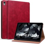 Coque Pour Ipad 10ème Génération 10,9 Pouces 2022 Housse Avec Porte-Pencil,Tablette Protection Case Compatible Ipad 10 (Modèle A2696/A2757/A2777) Veille/Réveil Auto Rouge[Coq105078]