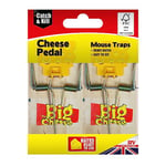 The Big Cheese Pedal FSC Mouse Trap - Twinpack, Cheese Scented and Ready-To-Use, Kills Mice with Spring Mechanism, Dual Settings, Wooden, Indoor and Outdoor Use