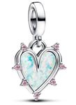 Pandora Moments Hearts sterling silver double dangle with pink lab-created opal and fancy fairy tale pink cubic zirconia hela 793434C01