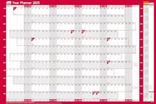 Sasco 2025 Yearly Wall Planner Set, Paper Whiteboard Poster Style Dry Erase Calendar, Large Wall Planner with Marker Pen, Pen Clip & Stickers, Blue, 915 x 610mm, 2410239