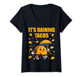 Womens It's Raining Tacos Funny Taco Lovers Kids Girls Boys & Adult V-Neck T-Shirt