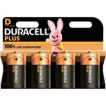 4 x Duracell D Size Plus Power Alkaline Batteries LR20, MN1300, MX1300  Mono