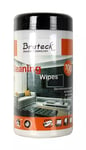 BRATECK 100pc LCD Cleaning Wipes.   Dermatologically safe, Alcohol Free,  Antistatic &amp; Non-Streak. Suited for Cleaning Items such as Phone, Monitors, TV&#039;s, Laptops, Glass Furniture etc