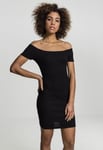 Urban Classics Ribbad Off Shoulder klänning (Svart,XS)