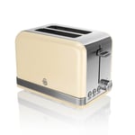 Swan 2 Slice Retro Cream Stainless Steel Bread Loaf Toast Toaster Defrost Reheat