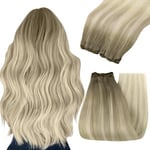 YoungSee Tissage Cheveux Naturels Balayage 14 Pouces Tissage Naturel Cheveux Humain Blond Cendré avec Blonde Platine Tissage Cheveux Humain Balayage Bundles Human Hair Pour Cheveux Courts 70g