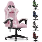 Fauteuil Gaming Chaise Gamer Ergonomique Inclinable 90 °-135 ° - Hauteur Réglable - Max 110 kg - Rose