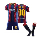 Barcelona tröja 20-21 hemma och borta nr 10 Messi spel uniform red blue 20  110-120cm