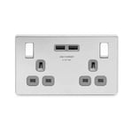 BG FPC22U3G Nexus Screwless Flat-Plate Double Switched Plug Socket 2 USB 3.1A