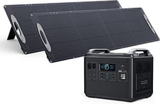 VDL Générateur Électrique Portable 2000W/1997Wh avec Panneaux Solaires Pliables 200W*2, Générateur Solaire, LiFePO4 Batterie Générateur, 3x230V Pure Sine Wave CA Outlet pour UPS, Extérieur, Camping