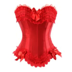 ZXF Bustiers et Corsets Femme Sexy Satin Overbust Corset en Dentelle Bowknot Décoré Clubwear Showgirl Body Shaper (Color : Red, Size : XXX-Large)