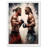 Artery8 Cage Fight Oil Paint Artwork Combat Mixed Martial Arts Boxing Wrestling Artwork Framed A3 Wall Art Print