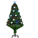 Sapin de Noël artificiel lumineux fibre optique led multicolore + support pied ø 60 x 120H cm 130 branches étoile sommet brillante vert