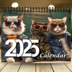 2025 Fashion Cat Kalender 12 Månaders Kalender Spiral Kalender Söta Katt Väggkalender