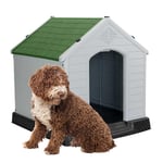 Aqpet Niche pour Chiens en Plastique pour extérieur, intérieur, Maison, Jardin, imperméable, avec Plancher surélevé, pour Chiens de Grande Taille, 105 x 96 x 98 H, Vert