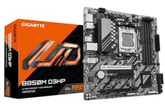 GIGABYTE B850M D3HP Carte Mère - Processeurs AMD Ryzen Série 9000, 5+2+2 Phases VRM numériques, jusqu'à 8200MHz DDR5 (OC), 1xPCIe 5.0 + 1xPCIe 4.0 M.2, LAN GbE, USB 3.2 Gen 2