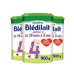 Blédina - Blédilait Junior 4ème âge - Lait en poudre pour bébé - De 18 à 36 mois - Lot de 3x900g