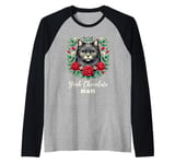 Roses Flowers York Chocolate Cat Raglan Baseball Tee