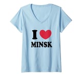 Womens I Love Minsk V-Neck T-Shirt