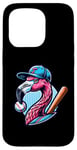 Coque pour iPhone 15 Pro Flamant Rose Casquette Baseball Cool