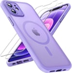 3 En 1 Coque Magnétique Pour Iphone 12 6,1 Pouces, Avec 2 Verre Trempé, Compatible Avec Magsafe [Protection De L'objectif Améliorée] Coque Mat Translucide Fine Antichoc, Violet Clair.[V682]