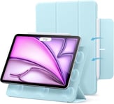 ESR Coque pour iPad Air 13 Pouces M2 (2024), iPad Pro 12.9(2022/2021), Fixation Magnétique Puissante, Coque Fine à Trois Volets, Support Pencil Pro/USB-C, Protection Durable, Série Rebound,Bleu Clair