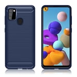 Samsung Carbon Flex kuoret Galaxy A21s - Sininen Tummansininen