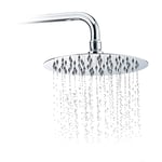 Relaxdays Pommeau de douche rond pluie tête de douche 200 mm pomme en inox effet miroir brillant, argenté