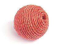 Perle en bois boule doublée de cordon rouge diam. 24 mm. 25 u.