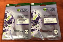 2 X Garnier SkinActive Moisture Bomb Sheet Mask Super Hydrating + Anti-Fatigue