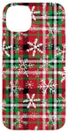 Coque pour iPhone 14 Plus Rouge Vert Noël Buffalo Tartan Plaid Flocons de neige Vacances