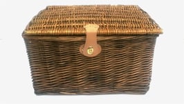 Picnic Hamper Basket With Lid Latch No Lining Oak,Small 30 x 23 x 13 cm