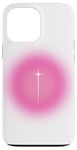 Coque pour iPhone 13 Pro Max Pink Aura Y2K Croix de foi chrétienne