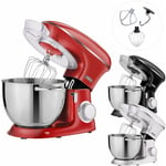 Robot Pâtissier Professionnel 1500W Rouge Robot de Cuisine Multifonction xxl Bol d'Acier Inoxydable 8 Litres - Rouge - Arebos