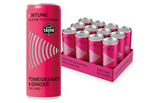 INTUNE Pomegranate & Ginger Sparkling CBD Drink, 100% Natural, Vegan, Multipack of 12 x 250ml Cans