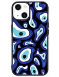 Wihytec Aesthetic Abstract Phone Case for iPhone 15 PRO MAX Blue Eyes Case Cover TPU Bumper Hard Back Shockproof Phone Case Women Girly Protective Phone Cover with Design