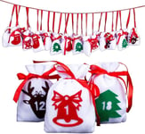 24Pcs Christmas DIY Advent Calendar Countdown Numbers Bag Candy Storage Pouch