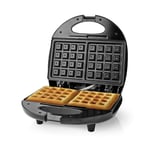 Ex-Pro Waffle Maker Iron, Double Square Shape Waffle Machine with Non Stick Plates & Automatic Temperature Control, 750W - Black/Silver