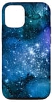 iPhone 14 Blue Night Sky Bold Watercolor Space and Stars Pattern Case