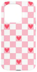 Coque pour iPhone 15 Pro Pink and Red Heart Checkered Checkerboard Valentines Day