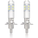 Ampoules de phare led H1, antibrouillard super blanc 6000K 100W 2400LM feux de jour drl ampoules à faisceau 360° lampe (lot de 2) Ulisem