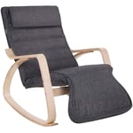 Fauteuil à bascule, Fauteuil berçant en Bois, avec Repose-pied réglable 5 niveaux, Housse amovible lavable, Charge max 150 kg, Dimensions 67 x 125 x