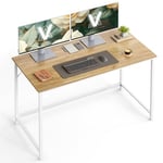 VASAGLE Bureau, Table, Poste de Travail, pour Bureau, Chambre, 60 x 120 x 76 cm, Style Moderne, Cadre en Métal, Couleur Chêne Naturel et Blanc Perle LWD039W70