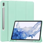 Samsung Galaxy Tab S9 - Tri-Fold læder cover - Holder til touch pen - Mintgrøn