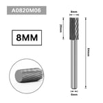 A0820M06 Fraise en carbure de tungstène 6MM, dessin sur métal, outil rotatif, fraise, gravure CNC, outils abrasifs, travail des métaux, fraisage, polissage ""Nipseyteko