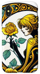 Coque pour iPhone X/XS Rose jaune Pinup Girl Illustration Roses Jardin Art